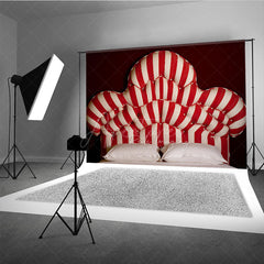 Aperturee Aperturee Red and White Stripe Headboard Photography Backdrop Vintage Circus or Carnival Themed Fun Bedroom Photo Prop