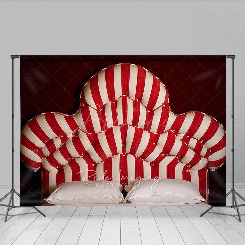 Aperturee Aperturee Red and White Stripe Headboard Photography Backdrop Vintage Circus or Carnival Themed Fun Bedroom Photo Prop