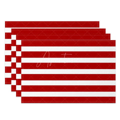 Aperturee - Aperturee Red and White Striped Set of 4 Placemats Checkered Table Mats Patriotic 4th of July Summer Party Decor