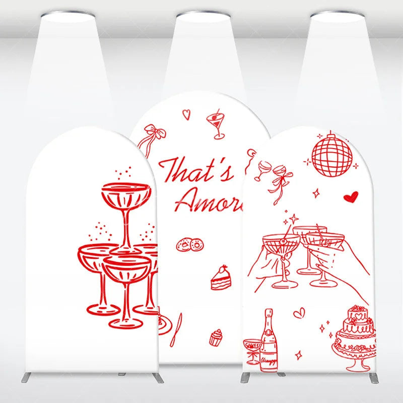 Aperturee - Aperturee Red and White That’s Amore Arch Backdrop Kit Romantic Bridal Shower Celebration Party Decor