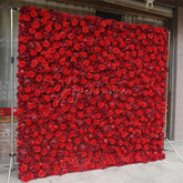 Aperturee - Aperturee Red Artificial Flower Wall For Wedding Party Decor