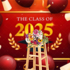 Aperturee - Aperturee Red Balloons Gold Wheat Graduation Ceremony Backdrop