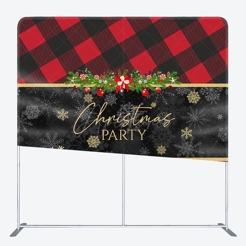 Aperturee - Aperturee Red Black Gingham Snowflake Pillow Case Backdrop