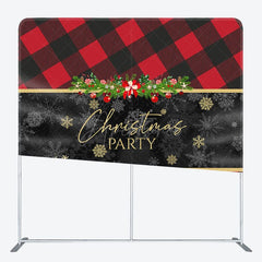 Aperturee - Aperturee Red Black Gingham Snowflake Pillow Case Backdrop