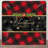 Aperturee - Aperturee Red Black Gingham Snowflake Pillow Case Backdrop