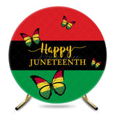 Aperturee - Aperturee Red Black Green Butterfly Round Juneteenth Backdrop