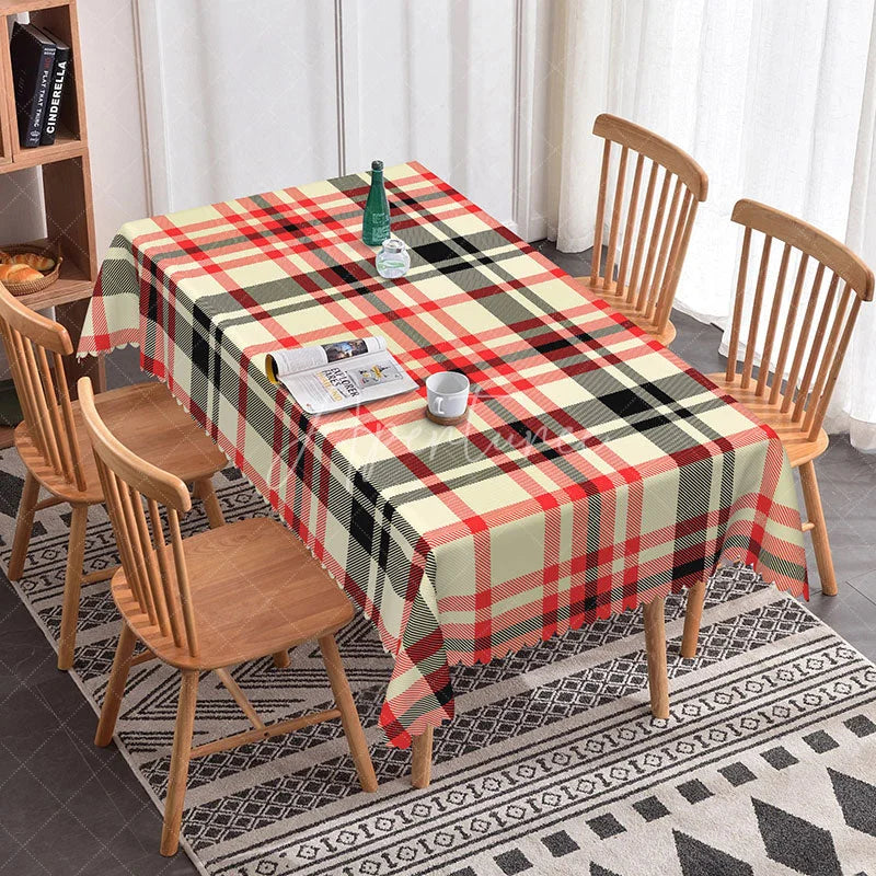 Aperturee - Aperturee Red Black Plaid Rectangle Tablecloth Classic Tartan Checkered Pattern Cover Rustic Holiday Kitchen Decoration