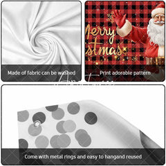 Aperturee - Aperturee Red Black Plaid Santa Christmas Garage Door Banner
