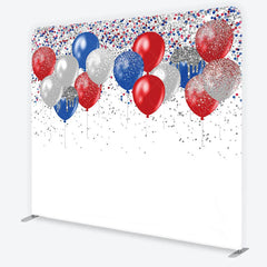 Aperturee - Aperturee Red Blue and Silver Glitter Balloons Backdrop Birthday Party Confetti Decor Photography Tension Fabric Backdrop