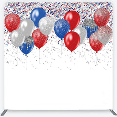 Aperturee - Aperturee Red Blue and Silver Glitter Balloons Backdrop Birthday Party Confetti Decor Photography Tension Fabric Backdrop