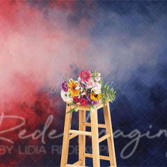 Aperturee - Aperturee Red Blue Foggy Mystic Florals Fine Art Photo Backdrop