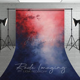 Aperturee - Aperturee Red Blue Foggy Mystic Florals Fine Art Sweep Backdrop