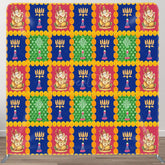 Aperturee - Aperturee Red Blue Green Plaid Happy Diwali Pillow Case Backdrop