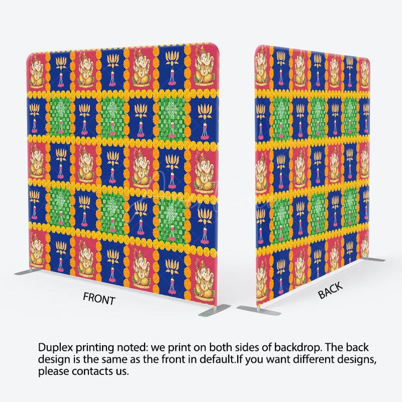 Aperturee - Aperturee Red Blue Green Plaid Happy Diwali Pillow Case Backdrop