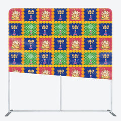 Aperturee - Aperturee Red Blue Green Plaid Happy Diwali Pillow Case Backdrop