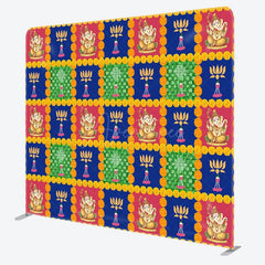 Aperturee - Aperturee Red Blue Green Plaid Happy Diwali Pillow Case Backdrop