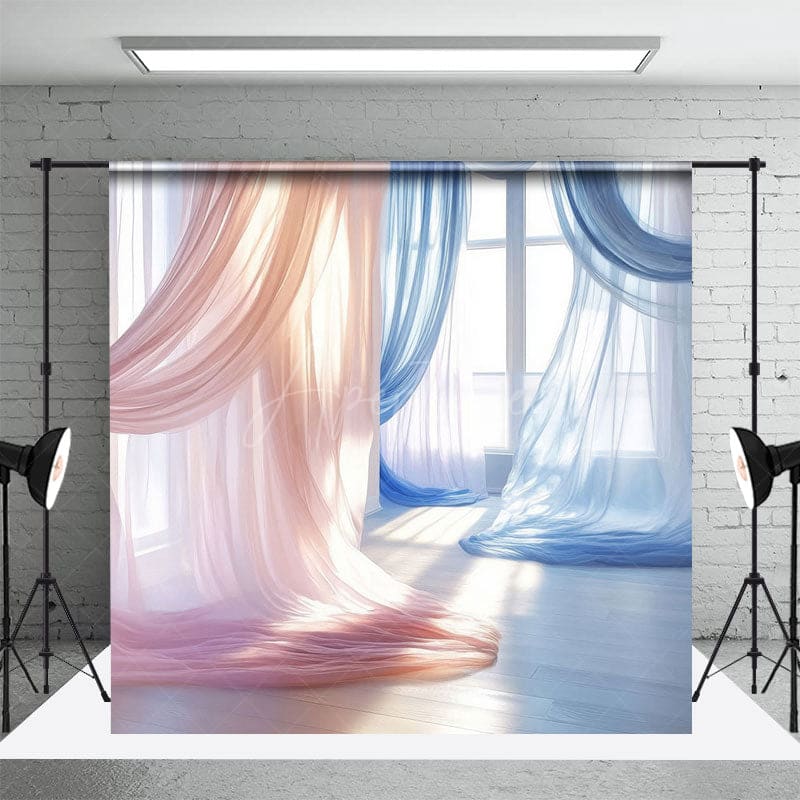 Aperturee - Aperturee Red Blue Soft Flowy Drapery Maternity Photo Backdrop
