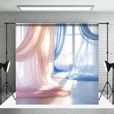 Aperturee - Aperturee Red Blue Soft Flowy Drapery Maternity Photo Backdrop