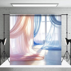 Aperturee - Aperturee Red Blue Soft Flowy Drapery Maternity Photo Backdrop