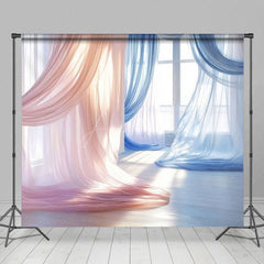 Aperturee - Aperturee Red Blue Soft Flowy Drapery Maternity Photo Backdrop