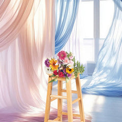 Aperturee - Aperturee Red Blue Soft Flowy Drapery Maternity Photo Backdrop