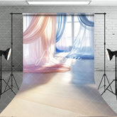 Aperturee - Aperturee Red Blue Soft Flowy Drapery Maternity Sweep Backdrop