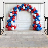 Aperturee - Aperturee Red Blue White Balloon Arch Wall Combo Set Backdrop