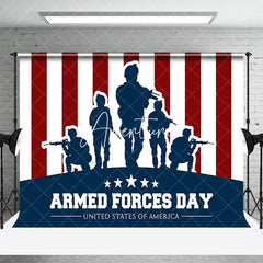 Aperturee - Aperturee Red Blue White Stripe Soldier Armed Forces Day Backdrop