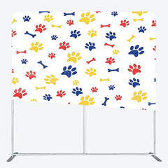 Aperturee - Aperturee Red Blue Yellow Paw Print Square Tension Backdrop