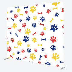 Aperturee - Aperturee Red Blue Yellow Paw Print Square Tension Backdrop