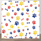 Aperturee - Aperturee Red Blue Yellow Paw Print Square Tension Backdrop