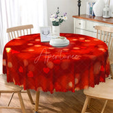 Aperturee - Aperturee Red Bokeh Heart Round Tablecloth Romantic Light Spot Pattern Table Cover for Valentine