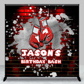 Aperturee - Aperturee Red Brick Wall Boxing Custom Name Birthday Backdrop