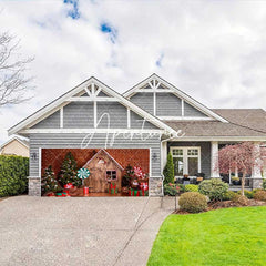 Aperturee - Aperturee Red Brick Wall Wood House Candy Garage Door Banner