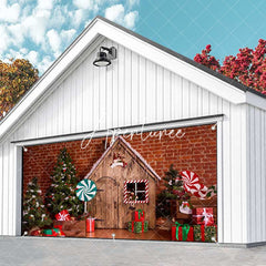 Aperturee - Aperturee Red Brick Wall Wood House Candy Garage Door Banner