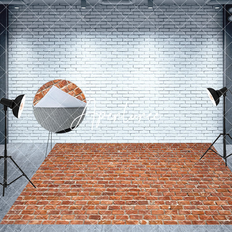 Aperturee - Aperturee Red Bricks Wall Festive Christmas Room Set Backdrop