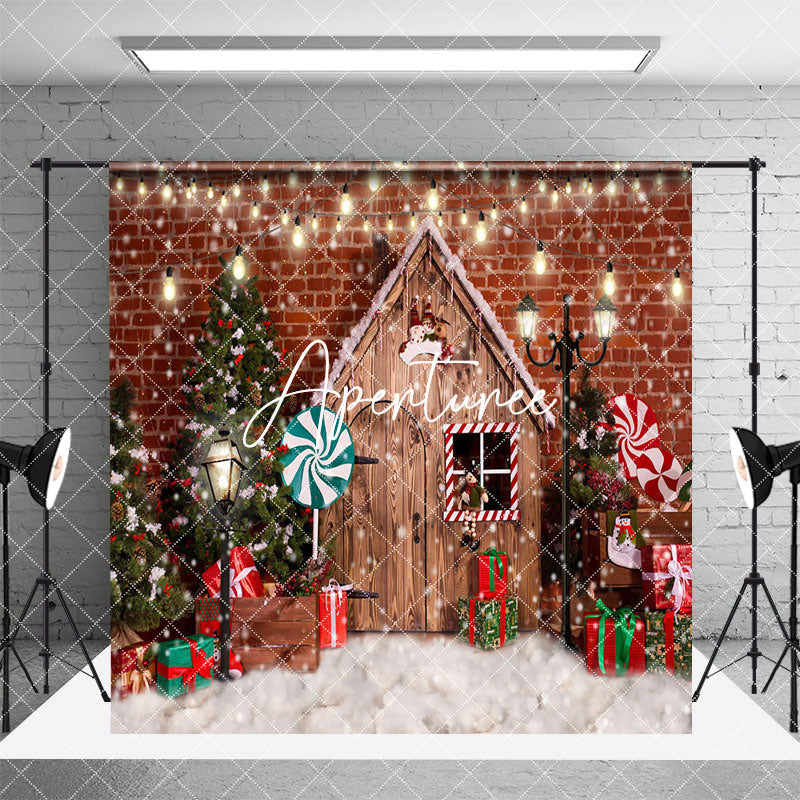 Aperturee - Aperturee Red Bricks Wall Festive Christmas Room Set Backdrop