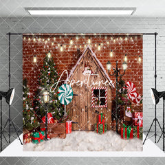 Aperturee - Aperturee Red Bricks Wall Festive Christmas Room Set Backdrop