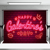 Aperturee - Aperturee Red Bricks Wall Neon Happy Galentines Day Backdrop