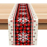 Aperturee - Aperturee Red Buffalo Plaid Snowflake Christmas Table Runner for Rustic Farmhouse Holiday Dining Table Decor