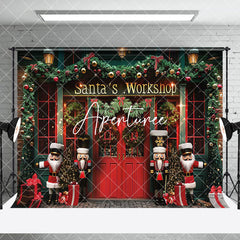 Aperturee - Aperturee Red Car Santa Workshop Christmas Room Set Backdrop