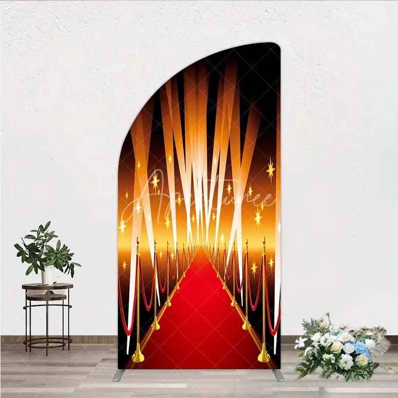 Aperturee - Aperturee Red Carpet Half Moon Arch Backdrop Hollywood Movie Night VIP Star Party Decoration
