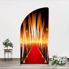 Aperturee - Aperturee Red Carpet Half Moon Arch Backdrop Hollywood Movie Night VIP Star Party Decoration