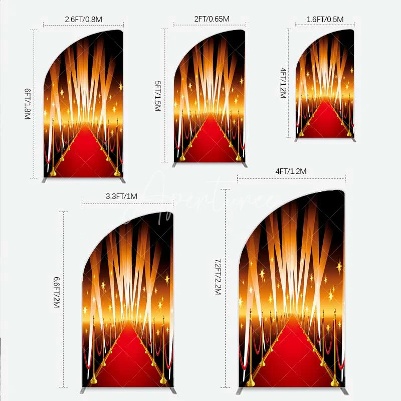 Aperturee - Aperturee Red Carpet Half Moon Arch Backdrop Hollywood Movie Night VIP Star Party Decoration