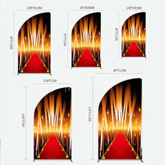 Aperturee - Aperturee Red Carpet Half Moon Arch Backdrop Hollywood Movie Night VIP Star Party Decoration