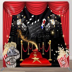 Aperturee - Aperturee Red Carpet Popcorn Fabric Backdrop Cover for Birthday