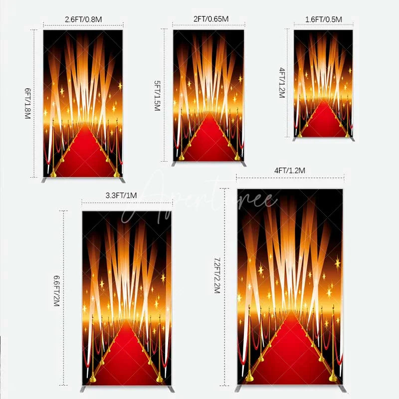 Aperturee - Aperturee Red Carpet Rectangle Backdrop Hollywood Movie Night VIP Star Party Decoration