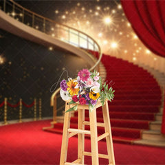 Aperturee - Aperturee Red Carpet Stairs Shiny Stage Photo Booth Backdrop