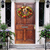 Aperturee - Aperturee Red Cherry Bowknot Wreath Wood Christmas Door Cover