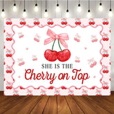 Aperturee - Aperturee Red Cherry On Top Pink Bow Gender Reveal Backdrop